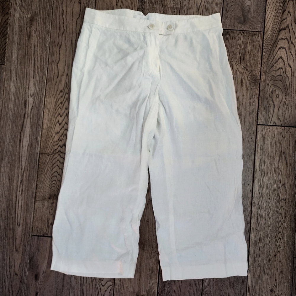 JOSEF Linen Blend Wide Leg Capri Pant